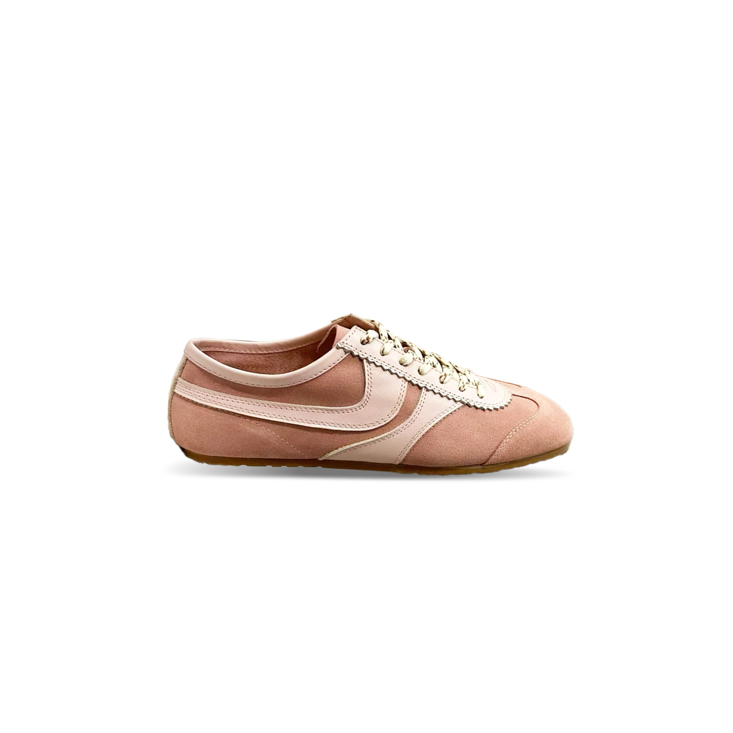 dr1e3 van N0t*n stitched contrast rubber sole suede panel sneakers in pink 242-021706